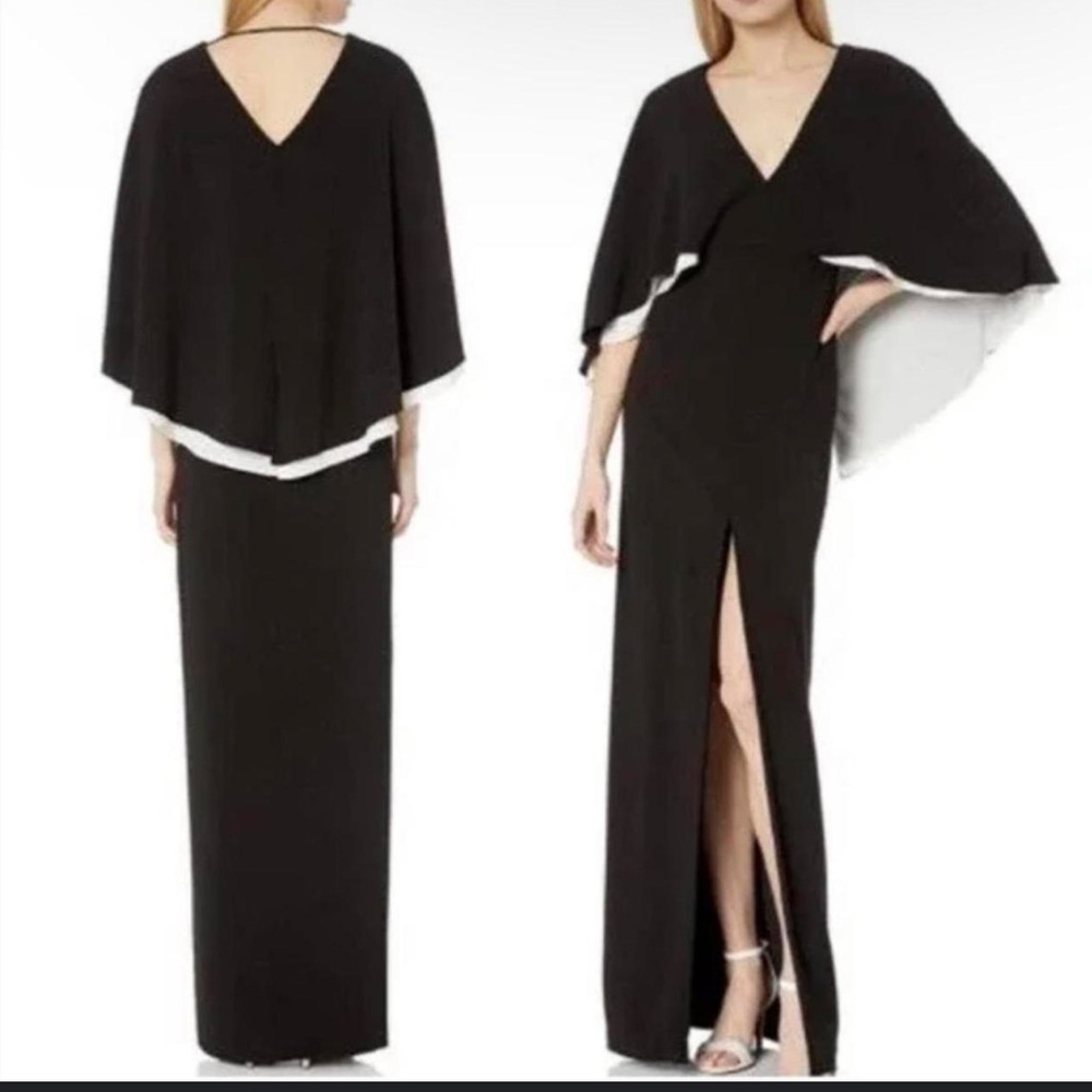 HALSTON COLORBLOCKED FLOWY CREPE GOWN NWT SIZE 2